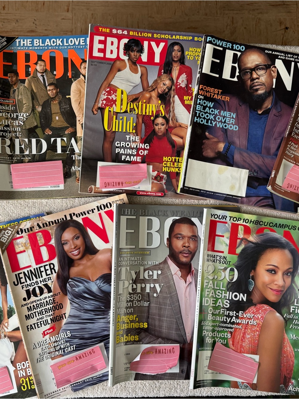 Ebony Magazine Lot — Colorful Covers (Pink Accents)